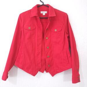 Coldwater Creek short cropped Jacket Womens Petite 4 Red Casual Button U…